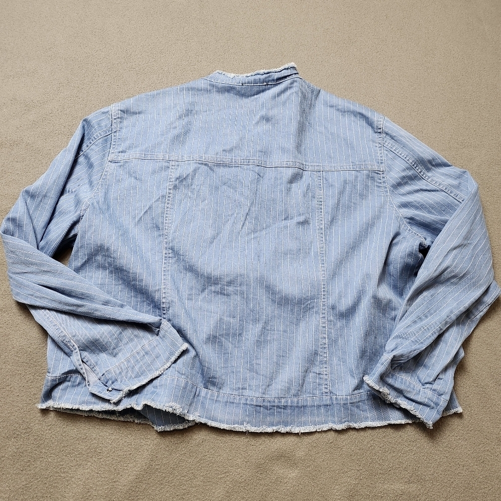 Bylyse Pinstripe Light Denim Jacket Colourful Size XXL - Picture 2 of 12